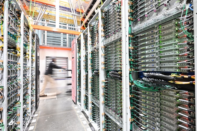 Inside one of Amazon Web Services' data centres. It is aiming to replenish Sydney’s catchment area with 32 million litres of water a year.