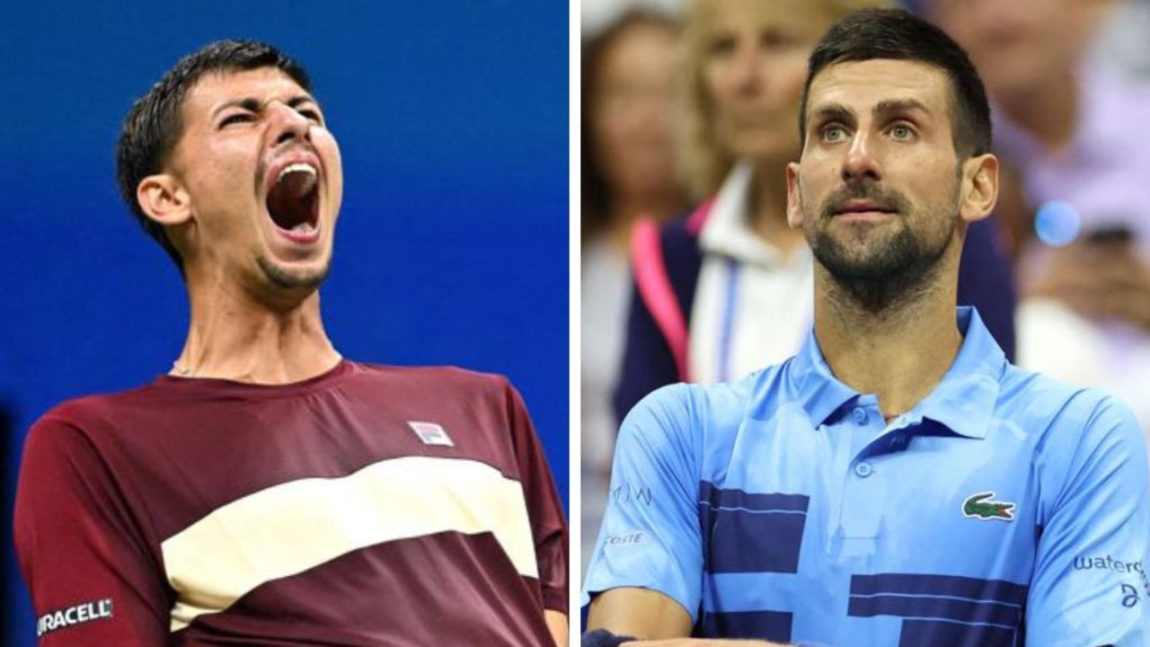 Alexei Popyrin has knocked Novak Djokovic out of the US Open. Photos: AFP