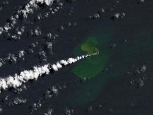 The new island appeared this month. Picture: Landsat 9/NASA/NASA Earth Observatory