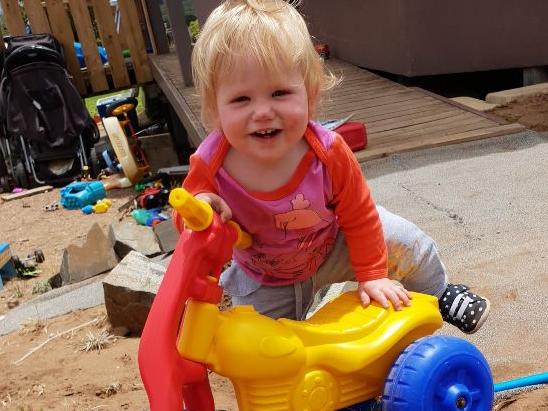 The 18-month old girl who was hit by a silver Toyota Prado 4WD in the unsealed driveway of the High Street property at Tailem Bend.Picture: Supplied