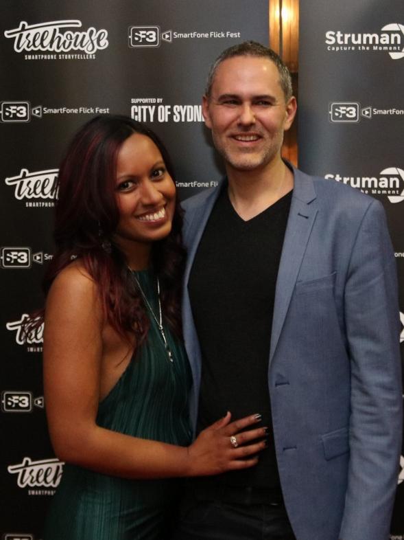 Rachael Belle Myers with her partner Michael Hulowatyi at the awards ceremony.