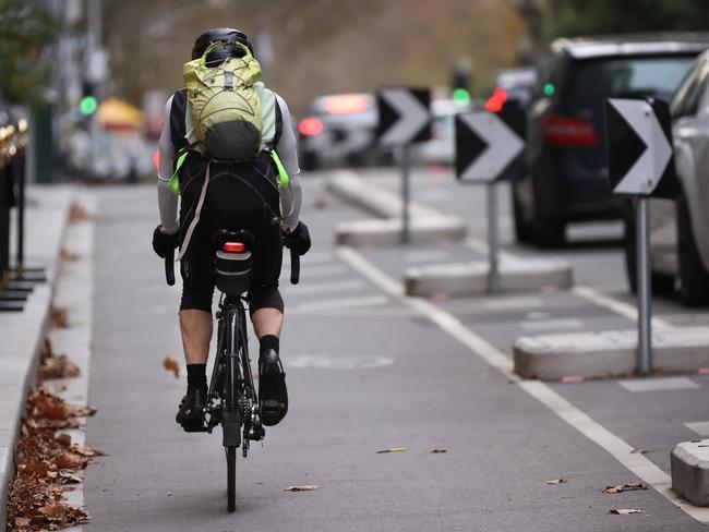 Fellow lord mayoral candidate Arron Wood has pledged to change the Exhibition St bike lanes. Picture: David Caird