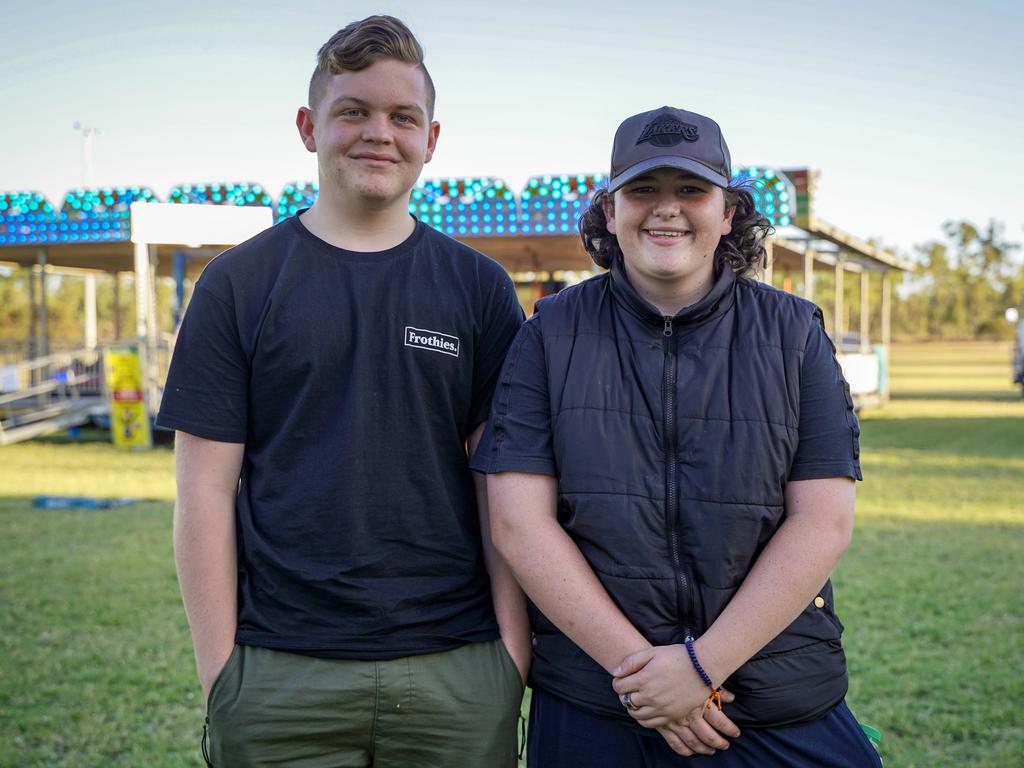 Kayne Roberts and Darnell Woodrow, both of South Mackay, at the 50th anniversary celebrations of the Coppabella township. Picture: Heidi Petith