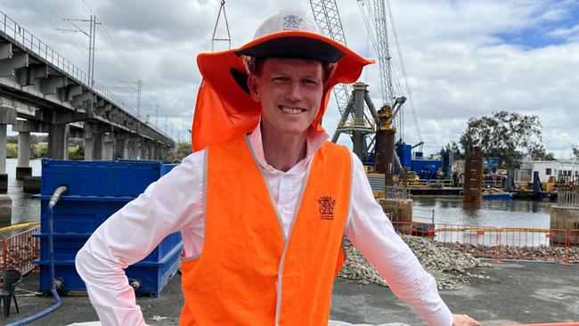 Transport and Main Roads Minister Mark Bailey at the site of construction works on Stage One North of the Coomera Connector in Helensvale on Friday. Picture: Keith Woods.