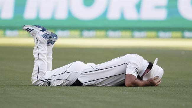 Colin de Grandhomme after dropping Marnus Labuschagne. Picture: AP