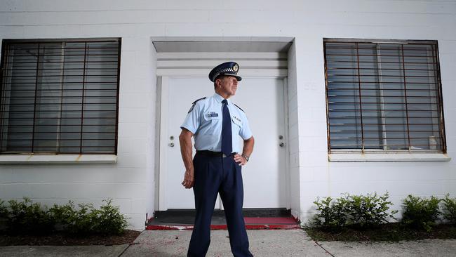 Former Gold Coast bikie busting cop Jim Keough outside the Bandidos Clubhouse at 55 Cronulla Avenue Mermaid Beach after it was closed down.