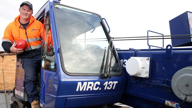 Former St Kilda footballer Leigh Capsalis now runs his own crane hire business. Picture: Michael Klein