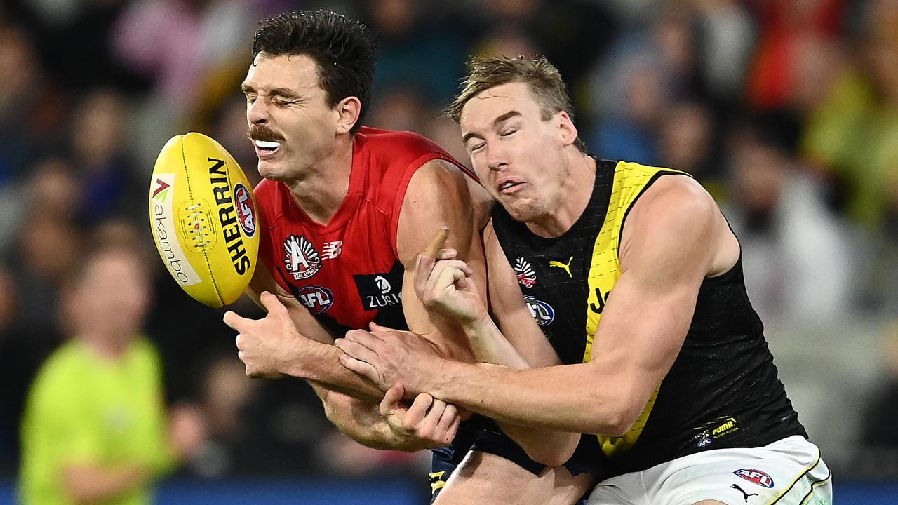 Jake Lever in action against Richmond during the 2021 AFL season. Picture: Quinn Rooney/Getty Images