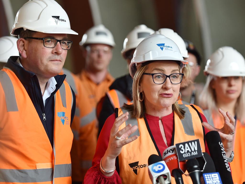 MELBOURNE, AUSTRALIA - NewsWire Photos NOVEMBER 24TH, 2022: Deputy Premier of Victoria Jacinta Allen, along with Premier Dan Andrews, make an announcement at the Metro Tunnel, North Melbourne. Picture: NCA NewsWire / Nicki Connolly