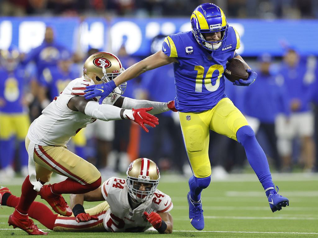 Los Angeles Rams receiver Cooper Kupp runs after a catch against the San Francisco 49ers in the NFC Championship game. Picture: Christian Petersen/Getty Images