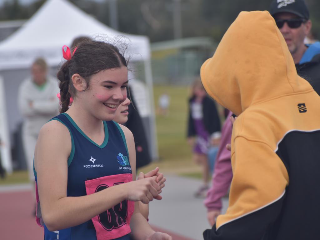 On court at the Cap Coast Junior Netball Carnival at the Barmaryee Multi Sports Precinct, Yeppoon, on August 11, 2024. Photo: Pam McKay