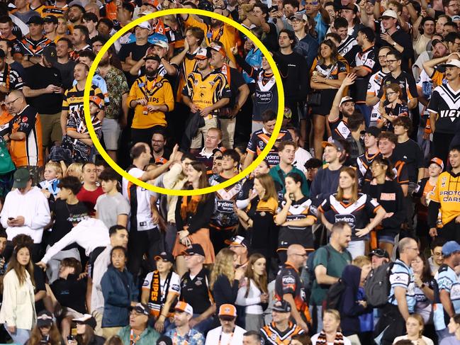 SYDNEY, AUSTRALIA - MARCH 23: Fans watch on during the round three NRL match between Wests Tigers and Cronulla Sharks at Leichhardt Oval, on March 23, 2024, in Sydney, Australia. (Photo by Jeremy Ng/Getty Images)