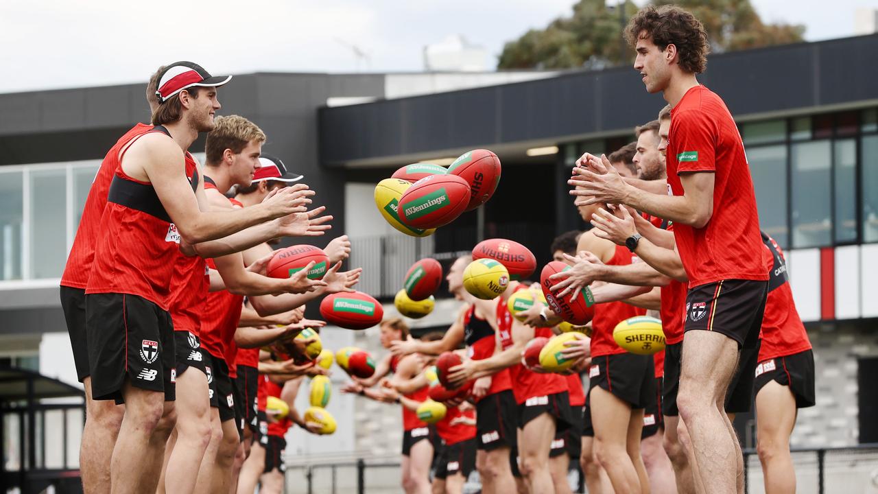 Max King of the Saints during training on Monday. Photo by Michael Klein.