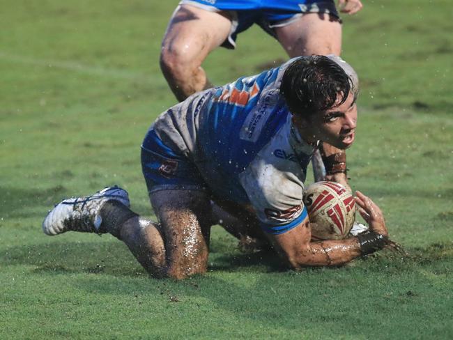 Shawn Bowen had this first half try disallowed. Picture: Brendan Radke