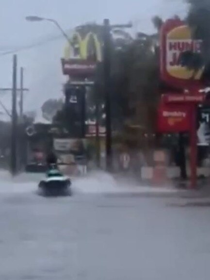 The man jet skiing in Tuggerah despite warnings. Source: Reddit