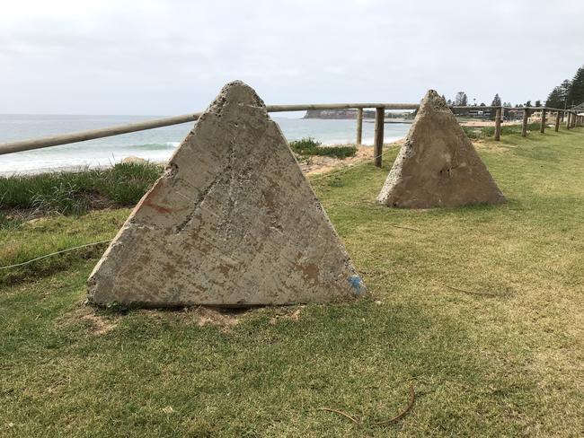 Anti-tank tetrahedrons at Collaroy Beach in 2020. Picture Manly Daily