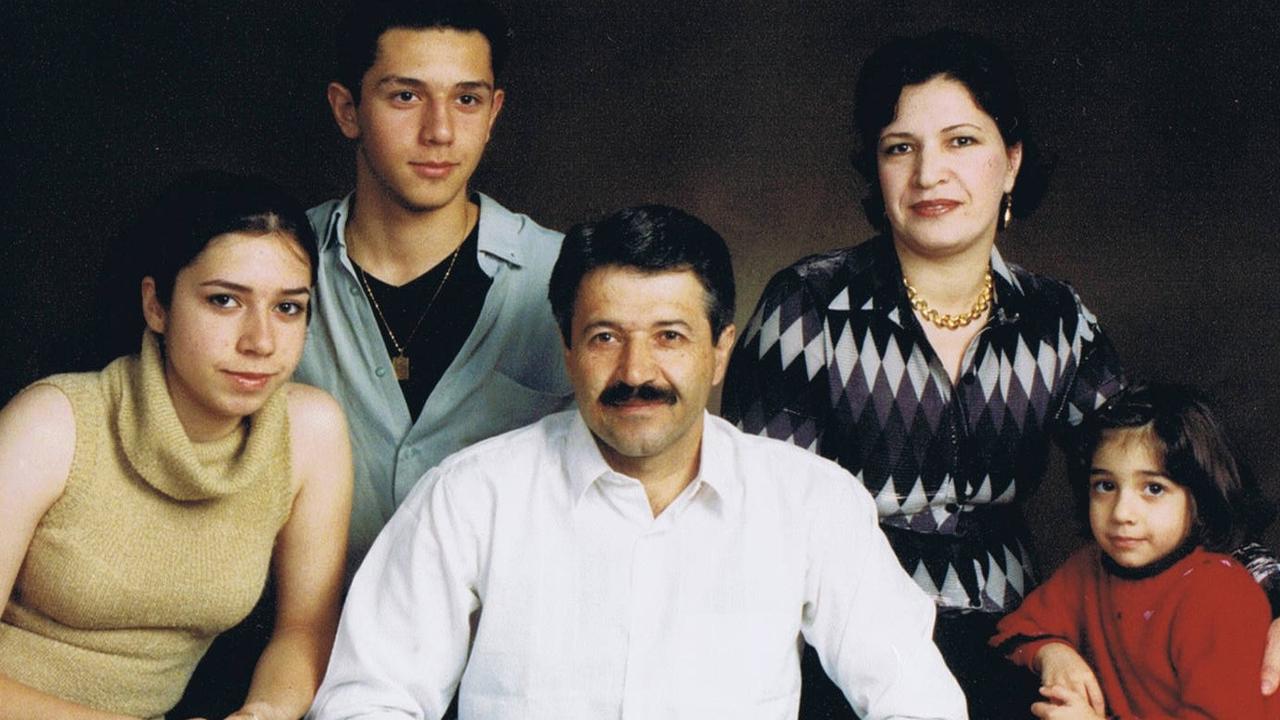 Ziaollah Abrahimzadeh with Arman Abrahimzadeh, sisters Atina and Anita, and mother Zahra. Picture: Supplied by family