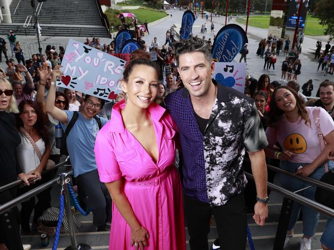 Australian Idol Hosts, Ricki-Lee Coulter and Scott Tweedie. Picture: Tim Hunter.