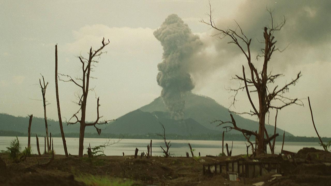 <b>Psalm 114: Tremble, thou earth, at the presence of the Lord which turned the rock into a standing water. </b> <br/>View of devastation at Rabaul, Papua New Guinea, twenty months after eruptions which blanketed the village in volcanic ash and destroyed the town. Photo by Anthony Weate