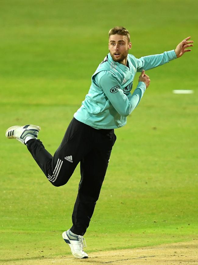 Will Jacks bowls during the Vitality Blast 20 Final between Surrey and Notts Outlaws at Edgbaston on October 04, 2020 in Birmingham, England. Picture: Alex Davidson/Getty Images