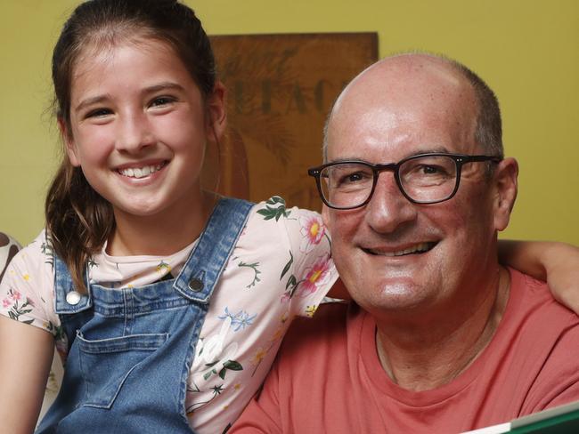 STRICTLY EMBARGOED FOR USE IN SMART DAILY W/C MON 8 MARCH, CHECK WITH LOU ROBERTS BEFORE USE PLEASE: NEWS 360. ***NOT TO BE USED PRIOR TO KOCHIE/SPELLING BEE EDITORIAL.*** Television personality David Koch is pictured with his granddaughter Lila, 9, who will take part in the 2021 Prime Minister's Spelling Bee. Picture: David Swift