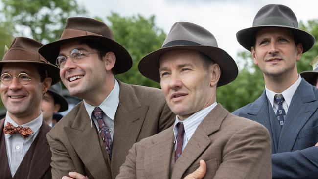 Joel Edgerton (third from left) in The Boys In The Boat. Picture: Metro-Goldwyn-Mayer