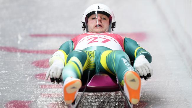 Alex Ferlazzo represents Australia in the Men’s Singles Luge at the 2018 Winter Olympics. Picture: AAP Image/Dan Himbrechts