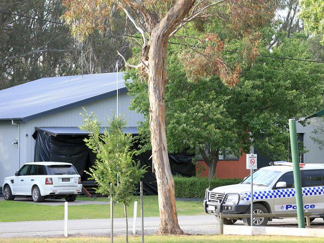 The scene outside Mr Thornburgh’s Barmah property on Tuesday morning. Picture: Mark Stewart