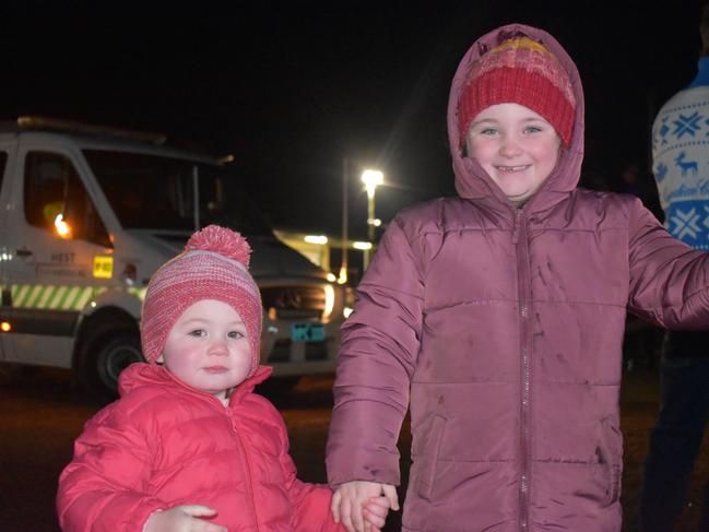 Skylah Wallace and Ayva Willmot-Mack having a ball at the 2021 Killarney Bonfire Night.