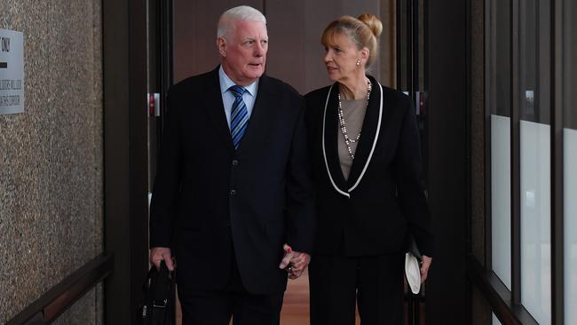 Parents Len and Sue Roberts-Smith outside the court on Monday. Picture: Getty Images