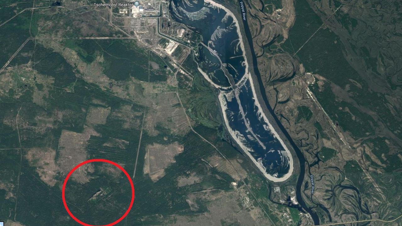 The “Russian Woodpecker” is located to the south of the Chernobyl rector (at the top of the image). Picture: Google Maps.