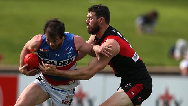 Justin Hardy (right) during his time at West Adelaide. Picture: Dean Martin