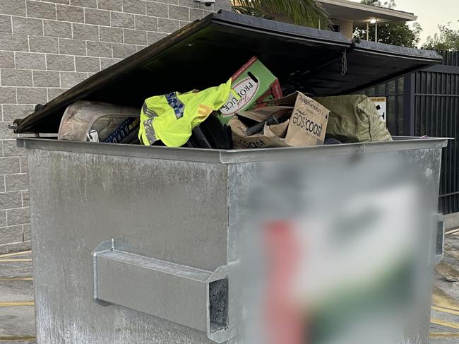 The commercial skip bin outside the police station was filled with police equipment. Picture Supplied