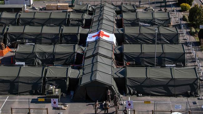 A military field hospital sets up in Mulhouse, eastern France. Picture: AFP