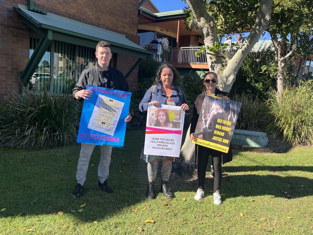 A silent protest gets held outside Hervey Bay court in honour of Chelsea Maddox.