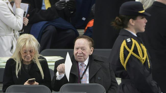 American casino magnate Sheldon Adelson, a major Trump donor, and Miriam Ochsorn. Picture: AFP