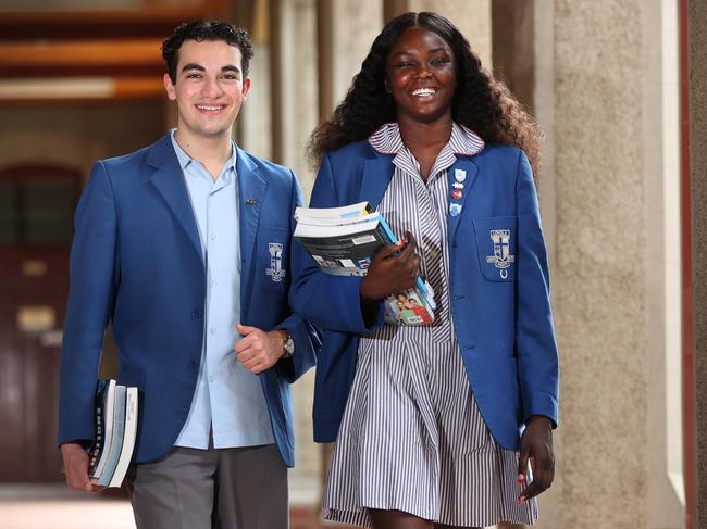 Loyola College students Fadi Abo and Josephine Akuei. Picture: David Caird