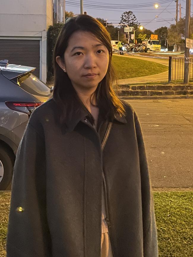 Mia Ku, 37, was first on the scene after she said she heard a loud bang from her nearby apartment block. Picture: Matt Gazy