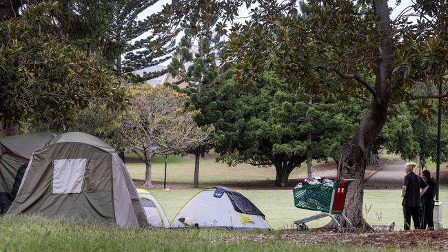 As a result of high rental prices, many are pushed into homelessness in Queensland, with tent cities popping up in public spaces. Picture: NewsWire / Sarah Marshall