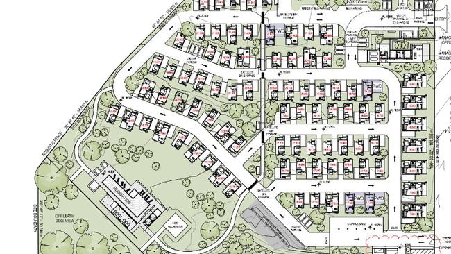 The site layout for the proposed Motel Now accommodation park in Alice St.