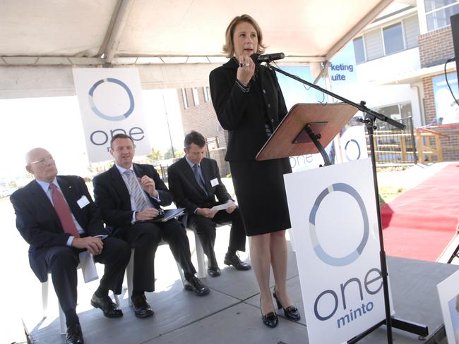 The One Minto housing estate is opened by the then Labor planning minister Kristina Keneally in 2008. Picture: Robert Pozo