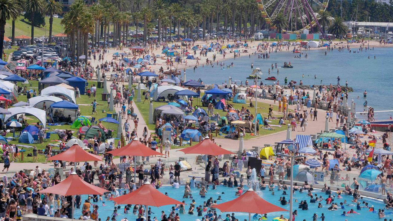 Geelong's waterfront is the place to be for Melbourne Cup with large crowds setting up on Eastern Beach Picture: Mark Wilson