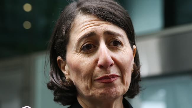 SYDNEY, AUSTRALIA - NewsWire Photos, NOVEMBER 01 2021: Former NSW Premier Gladys Berejiklian addresses the media at ICAC in Sydney. Picture: NCA Newswire / Gaye Gerard