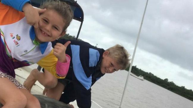 Grandchildren Charli-Rose and Xavier enjoying time on the boat.