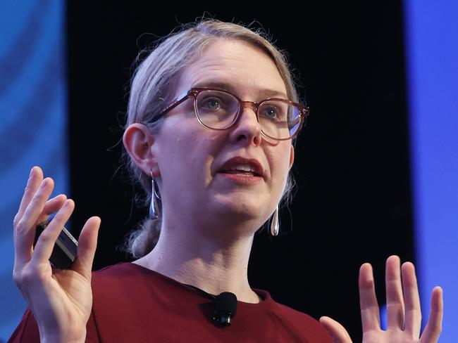 14/11/24: Productivity Commissioner, Danielle Wood speaks at the ASIC Annual Conference at the Hilton hotel. John Feder/The Australian.