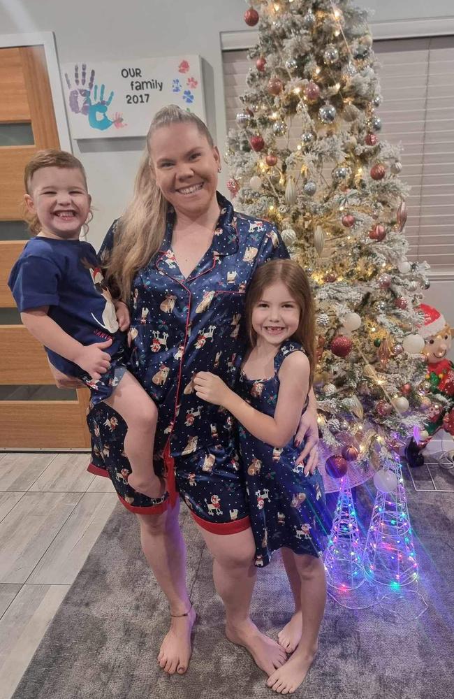 Mel Aplin – and Addison (right) and Lucas (left) – is in the running for NT's biggest Christmas fan 2023.