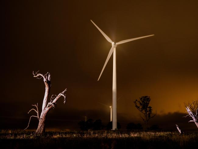 THE AUSTRALIAN. Wind turbines of the Gullen Range wind farm that borders sheep farmer Dimity TaylorÃs property in Bannister, near Goulburn NSW. The nearest wind turbine is only 1km from her house but she isnÃt bothered by them. Tuesday 04/06/2024. Picture by Max Mason-Hubers