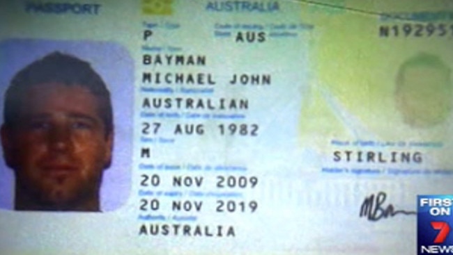 Davidson was travelling on this passport. Picture: 7News