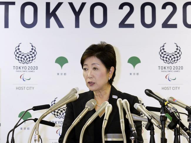 Tokyo Gov. Yuriko Koike speaks during a press conference in Tokyo, Wednesday, Aug. 31, 2016. A newly elected leader of Tokyo has postponed a plan to relocate the world's biggest fish market, one of the city's most famous landmarks. Gov. Koike announced Wednesday that she would decide on a date only after an environmental assessment of the new site is completed in January. The move had been scheduled to take place in early November. (Kyodo News via AP)