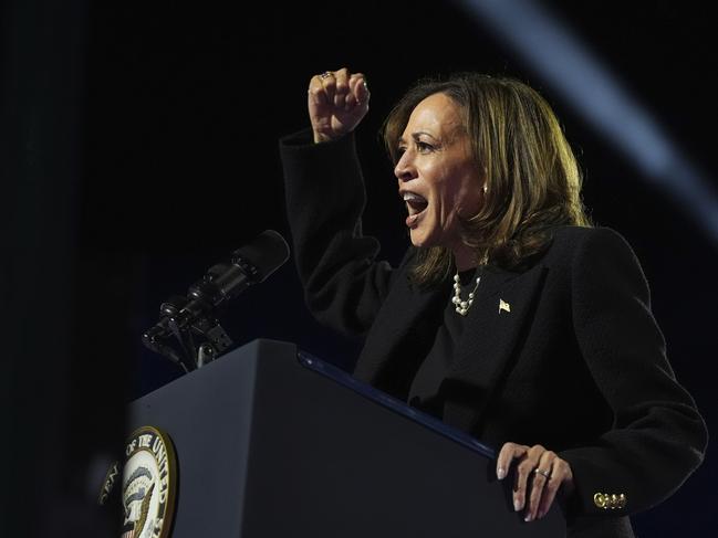 Democratic presidential nominee Vice President Kamala Harris speaks during a campaign rally outside the Philadelphia Museum of Art. Picture: AP Photo/Jacquelyn Martin